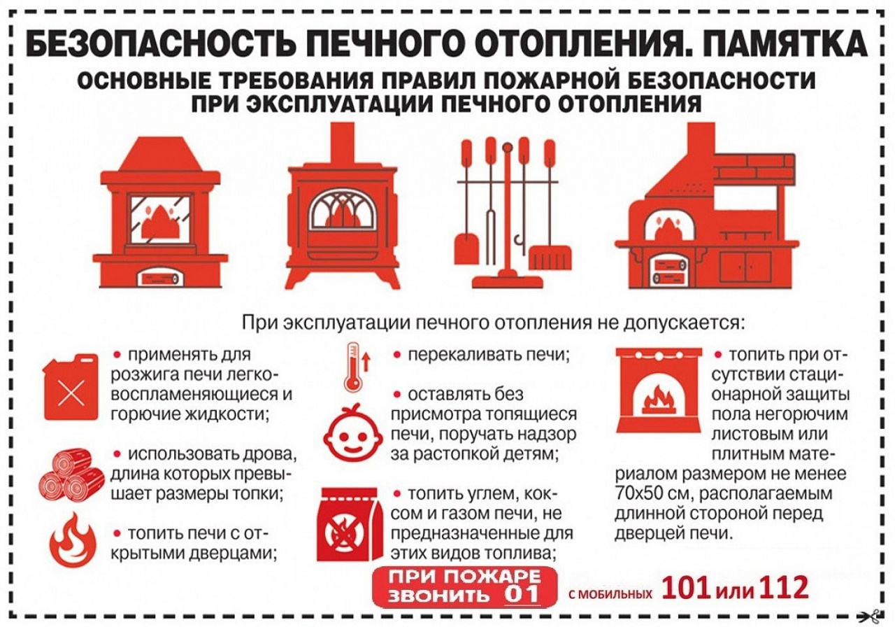 Памятка о мерах пожарной безопасности при эксплуатации печного отопления.