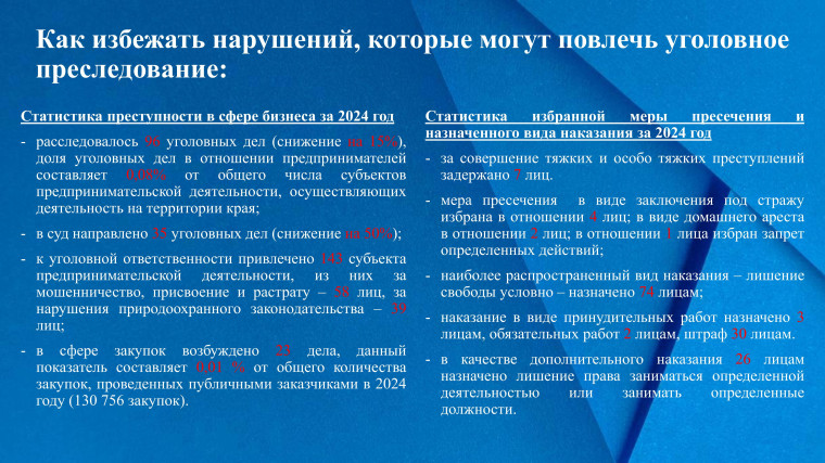 Прокуратурой Красноярского края в честь Дня российского предпринимательства подготовлены методические рекомендации для предпринимателей о нарушениях в сфере бизнеса, влекущих судебные тяжбы или уголовное преследование..